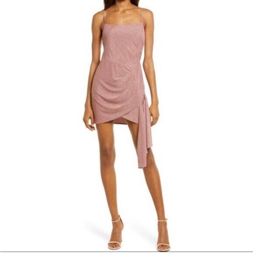 Saylor NWT Jaine Glittering Sparkle Ruched Asymmetrical Cocktail Dress